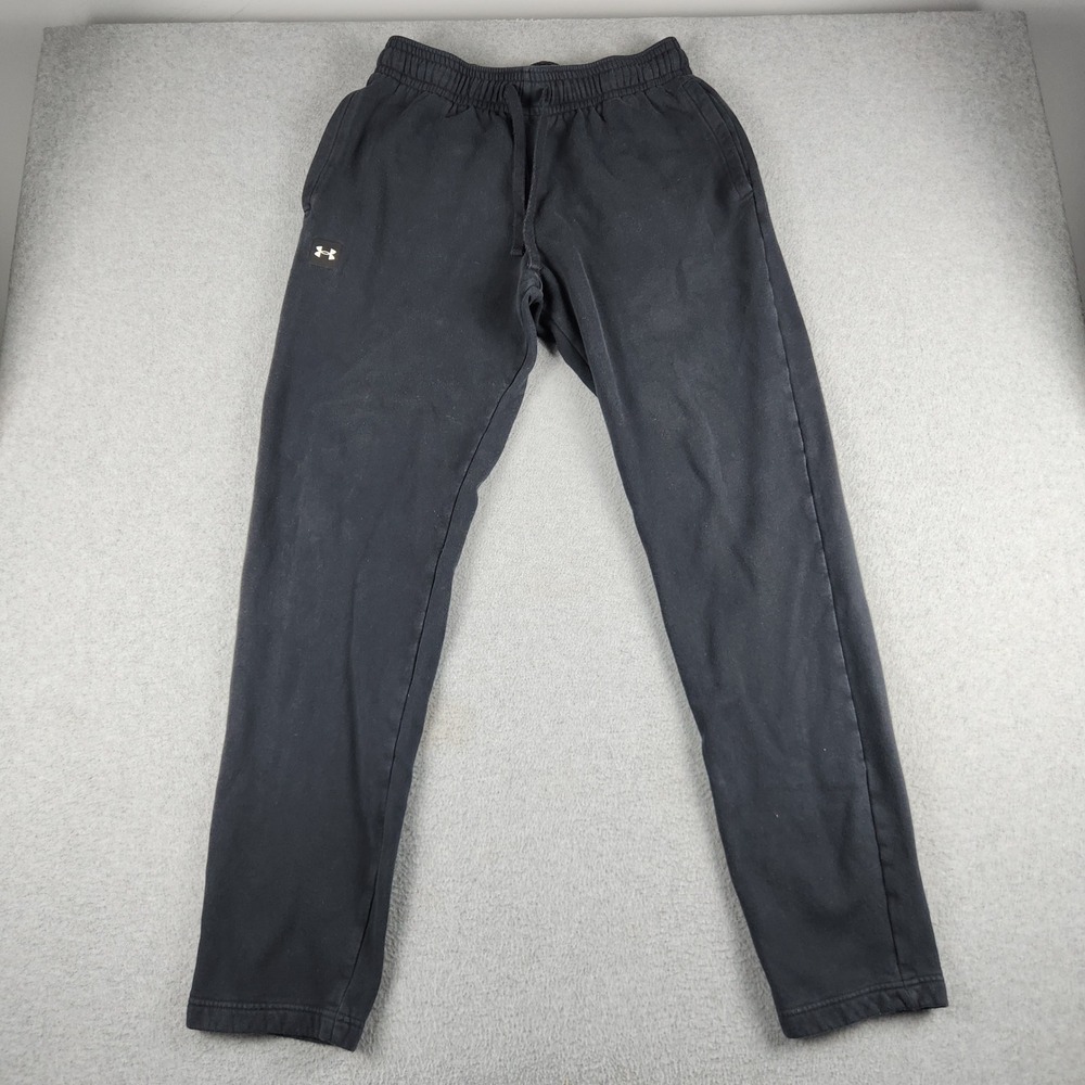 Under Armour Jogger Pants Mens L Tall Black Rival Fleece Lined Loose Fit Tapered